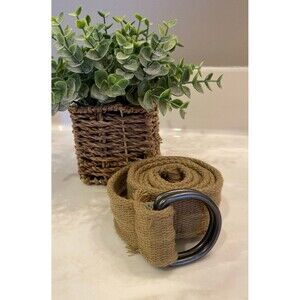 Belt Men’s Woven ? Cotton Dark Tan Distressed  D Ring Adjustable Casual Look